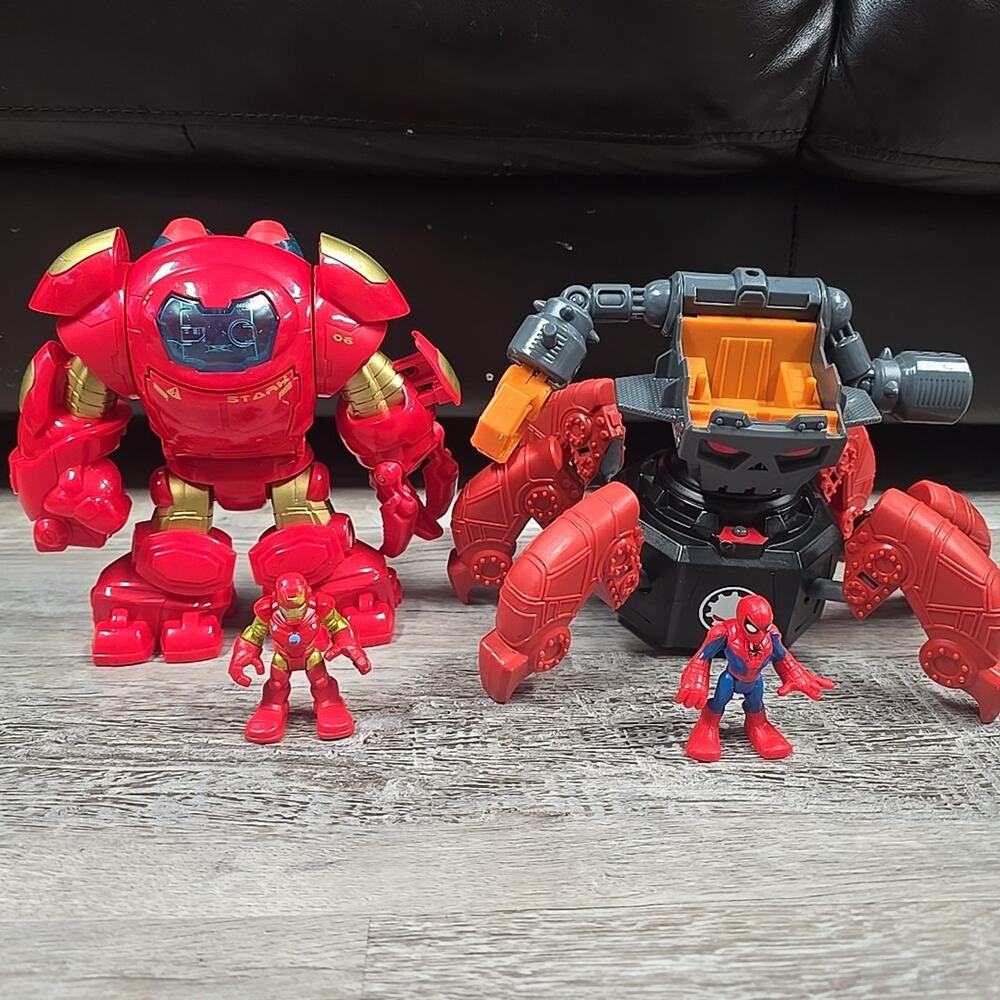Playskool‎ Marvel Super Hero STARK Hulkbuster Armor Robot Crab Walker Spiderman